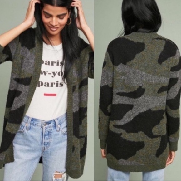 Moth Sweaters - Moth (Anthropologie) Camo cardigan black/green/gray Sweater